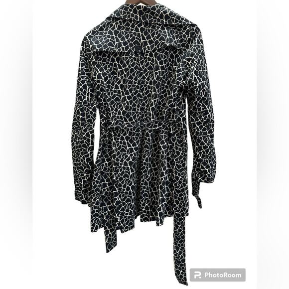 Vertigo Paris Trench Coat Women’s Giraffe Print Double Breasted Stretch Size L - Picture 2 of 9